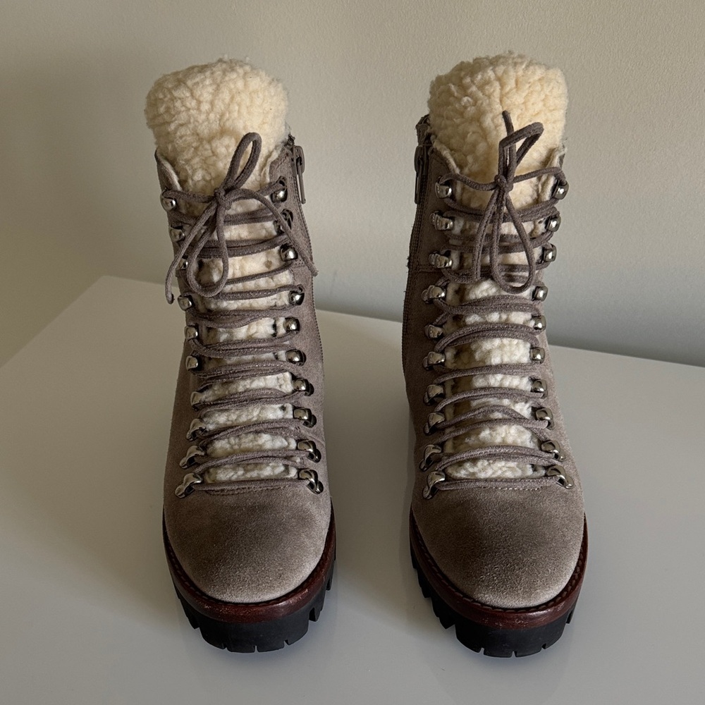 Jeffrey Campbell Gray Faux Shearling Ankle Boots